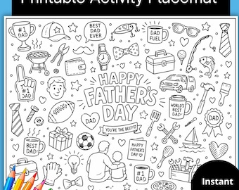 Lavoretto per la festa del papà, Pagina da colorare per la festa del papà, Tovagliette con attività per bambini, Tovagliette da colorare per bambini, Disegni da colorare, Tovaglietta per la festa del papà