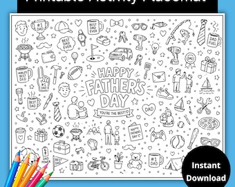 Lavoretto per la festa del papà, Pagina da colorare per la festa del papà, Tovagliette con attività per bambini, Tovagliette da colorare per bambini, Disegni da colorare, Tovaglietta per la festa del papà