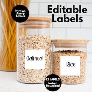Pantry Labels Printable, EDITABLE Pantry Label, Printable Pantry Stickers, Kitchen Organization, Pantry Label Template, Pantry Organization