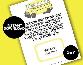 Bus Driver Appreciation, End of School Year Gift, Bus Driver Appreciation Gift Card, Bus Driver Gift Card Holder, Thank You Gift Card Holder