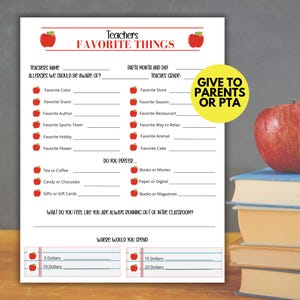 Lehrer Fragebogen Favoriten, Lieblings Dinge Lehrer Liste, Lehrer Lieblingssachen Überblick, Lehrer Favoriten Liste Printable