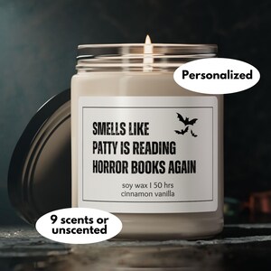 Personalized Horror Book Lover Candle: Spooky Booktok Gift