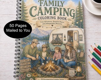 Adult Grayscale Coloring Pages, Adult Coloring Book Spiral, Camping coloring book, Camping Adult Coloring Book, Camping Activities for Adult