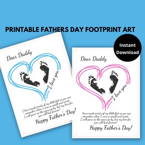 Arte con huellas para el Día del Padre, Arte con huellas imprimible, Manualidad con huellas para niños para el Día del Padre, Carta a papá, Manualidad para el primer Día del Padre