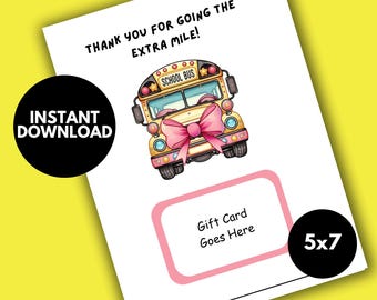 Bus Driver Appreciation, End of School Year Gift, Bus Driver Gift Card Holder, Bus Driver Thank You Gift Card Holder, Thank you Bus Driver