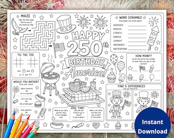 USA 250 da colorare, Pagina da colorare per il 250° anniversario, Attività per il 250° anniversario degli Stati Uniti da colorare, Semiquincentenario dell'America, Attività per l'anniversario dell'America