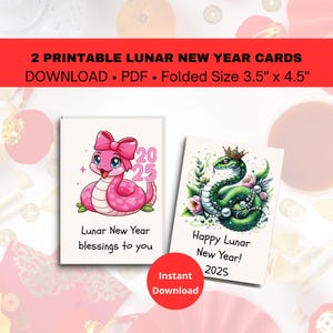 Carte imprimable Nouvel an chinois pour le nouvel an lunaire, carte du nouvel an lunaire, année du serpent, nouvel an chinois 2025, fête du nouvel an lunaire