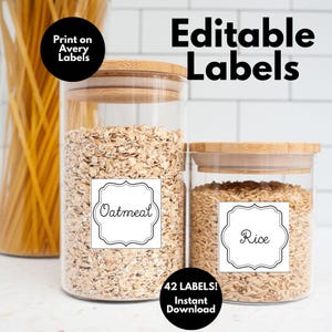 Baking Labels, Pantry Labels Printable, Printable Pantry Stickers, Kitchen Organization, Pantry Organization, Modern EDITABLE Pantry Label