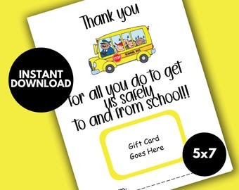 Bus Driver Appreciation, End of School Year Gift, Bus Driver Gift Card Holder, Bus Driver Appreciation Gift Card, Thank You Gift Card Holder