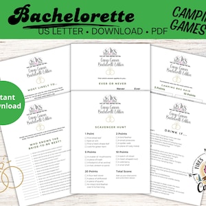 Camp Bachelorette Games Bundle, Bachelorette Camping Themed Party, Last Trail Before the Veil Bachelorette Party, Camping Bachelorette Games