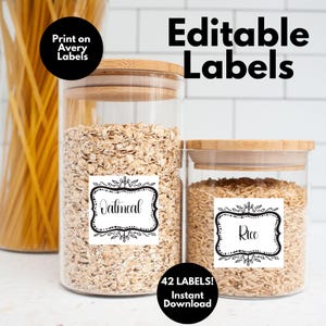 Pantry Labels, Kitchen Organization, Minimalist Pantry Label, Pantry Organization, EDITABLE Pantry Label, Gold Printable Pantry Stickers