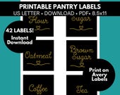 Printable Pantry Stickers, Gold Pantry Labels, Pantry Labels Printable, Pantry Organization, Kitchen Organization, Minimalist Pantry Labels