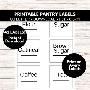 Pantry Labels Printable,  Baking Label, Kitchen Labels, Kitchen Organization, Minimalist Labels for Pantry, Baking Storage Label, Food Label