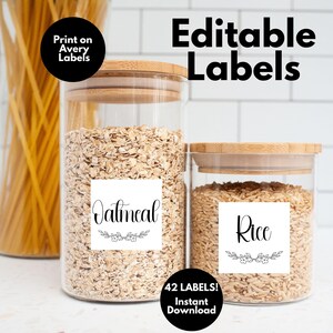Pantry Labels, Pantry Organization, EDITABLE Pantry Label, Gold Printable Pantry Stickers, Kitchen Organization, Minimalist Pantry Label