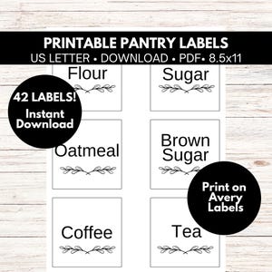 Pantry Labels Printable, Kitchen Labels, Kitchen Organization, Minimalist Labels for Pantry, Baking Storage Labels, Baking Label, Food Label