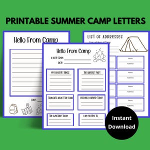 Cartas do acampamento, Carta de acampamento de verão, Acampamento para dormir fora, Diário de acampamento de verão para imprimir, Cartas de acampamento, Papelaria de acampamento de verão, Escoteiro
