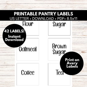 Pantry Labels Printable, Kitchen Labels, Jar Labels, Printable Pantry Organization Stickers, Kitchen Organization Labels, Baking Labels
