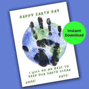 Earth Day Handprint Art, Printable Earth Day Activity, Earth Day Craft, Earth Day Printable, Earth Day Activity, Earth Day Handprint Craft