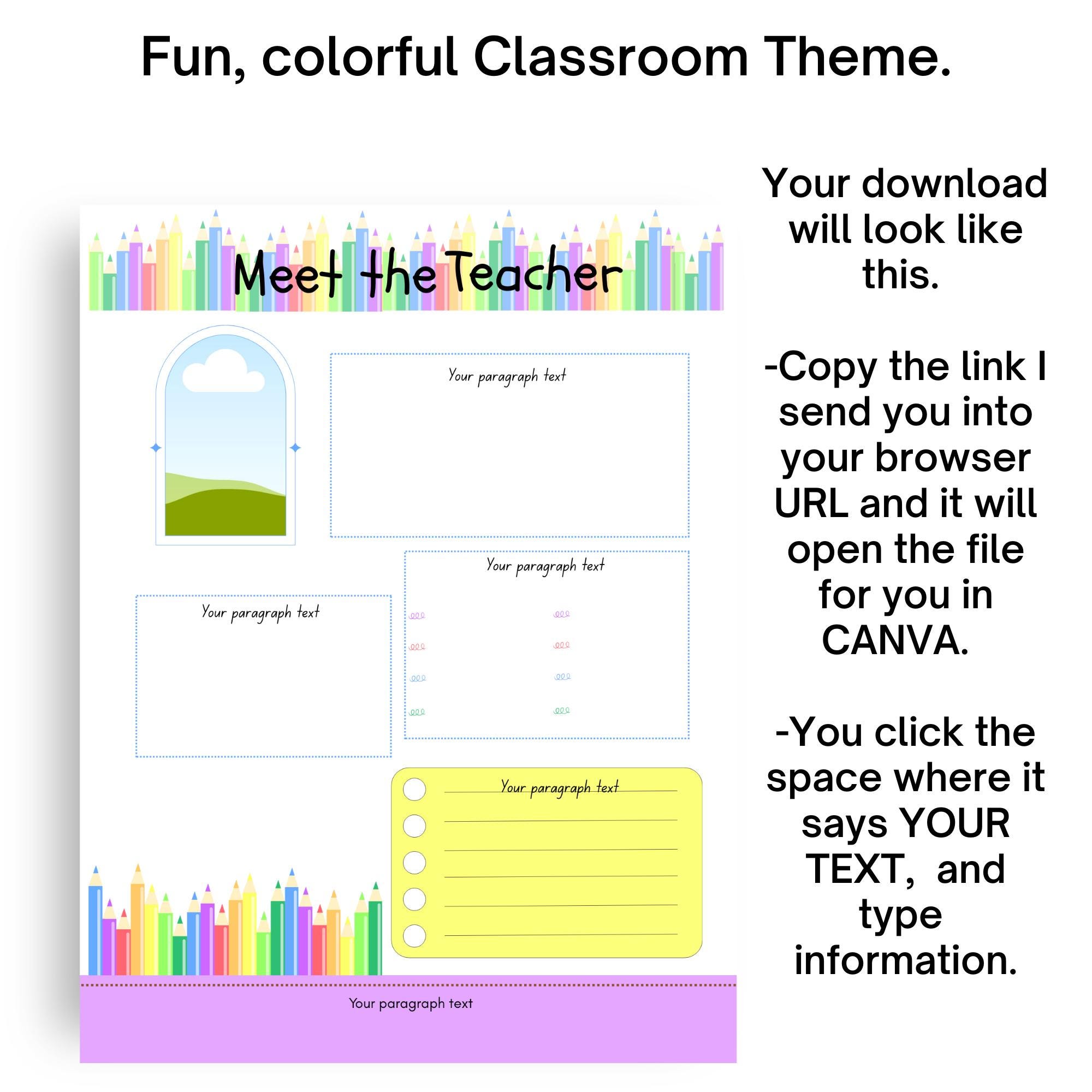 All About My Teacher Printable, Meet the Teacher Canva Template, Get to ...