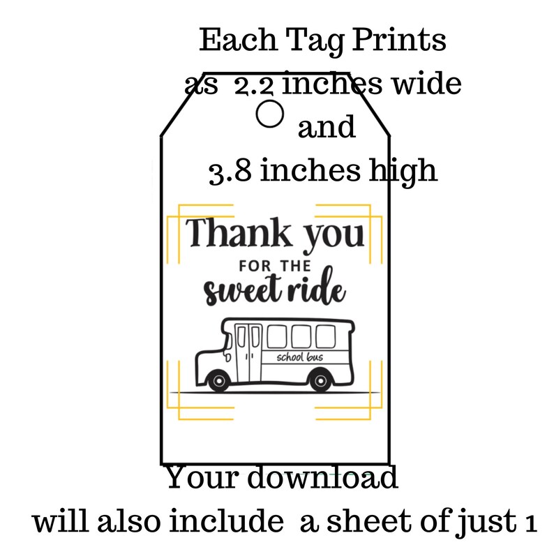 Bus Driver Gift Tags, Bus Driver Thank You Card, Bus Driver Gift Card ...