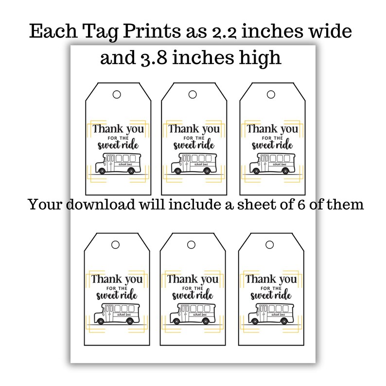 Bus Driver Gift Tags, Bus Driver Thank You Card, Bus Driver Gift Card ...