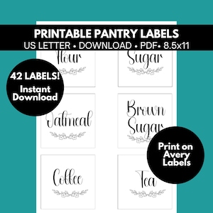 Afdrukbare voorraadkastlabels, voorraadkastlabels, afdrukbare voorraadkaststickers, keukenindeling, minimalistische voorraadkastlabels voor voorraadkast