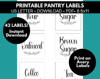 Vorratsbehälteretiketten zum Ausdrucken, Vorratsbehälteretiketten, Vorratsbehälteraufkleber, Küchenorganisation, minimalistische Vorratsbehälteretiketten für die Organisation der Speisekammer