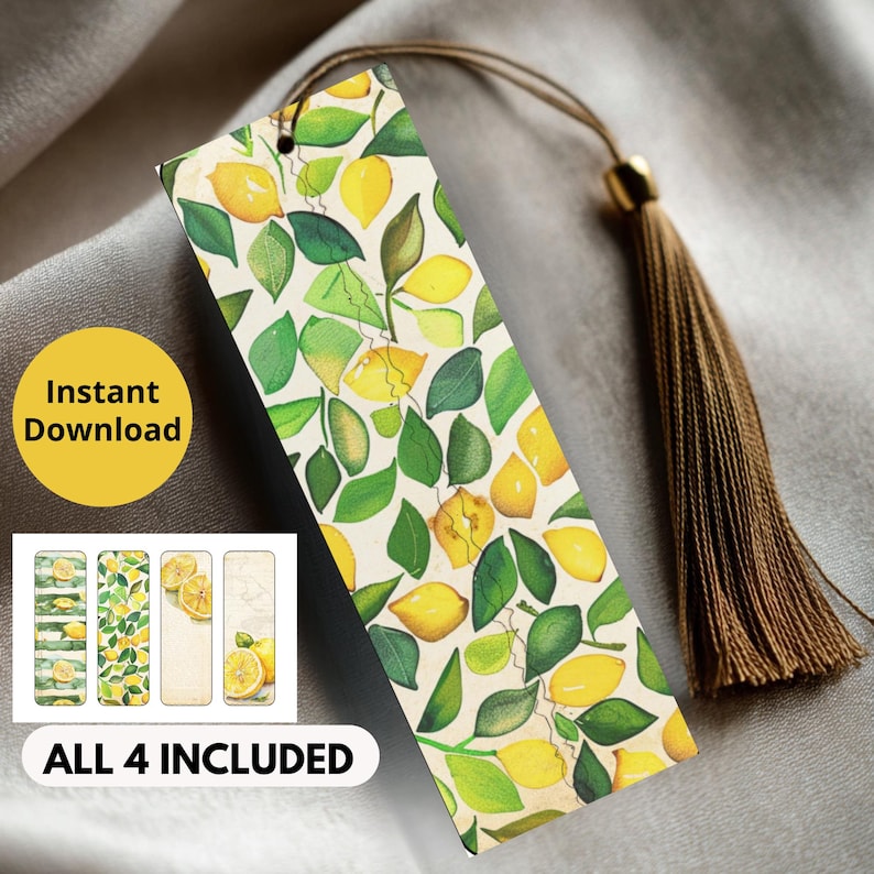Bookmark Printable, Lemon Pattern, Printable Bookmarks for Women ...
