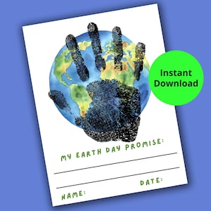 Earth Day Craft, Printable Earth Day Handprint Art, Earth Day Activity, Earth Day Printable, Earth Day Activity, Earth Day Handprint Craft