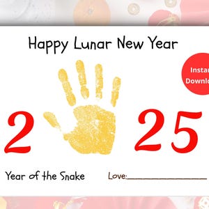 Lunar New Year Handabdruck Kunst, Chinesisches Neujahr 2025 Kinder Aktivität, Lunar New Year Party zum Ausdrucken, Lunar New Year Party Craft