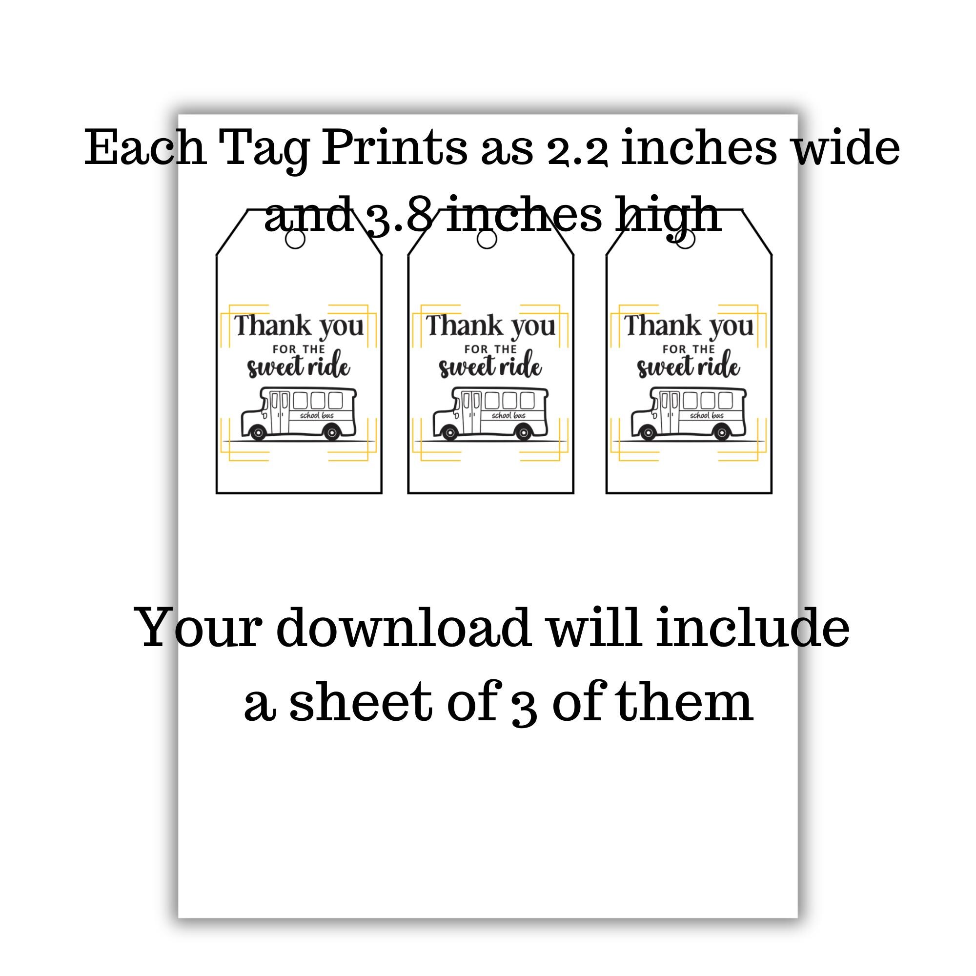 Bus Driver Gift Tags, Bus Driver Thank You Card, Bus Driver Gift Card ...