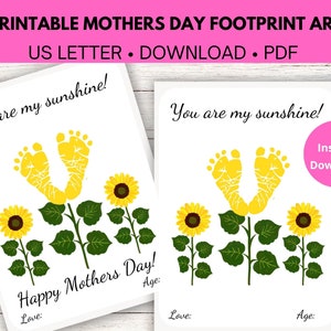Footprint Art Printable for Mothers Day, First Time mom gift for Mothers Day, Mothers Day keepsake for new mom gift