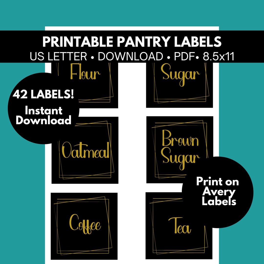 Pantry Letrero Printable Pantry Stickers, Gold Pantry Labels, Pantry Labels Printable ...