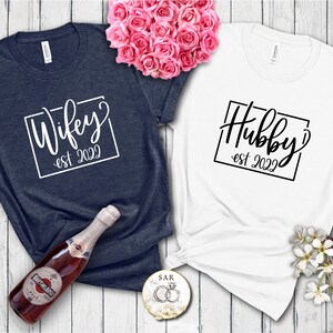 Hubby Wifey Shirts, Honeymoon Shirt, Just Married Shirt, Wedding Gift, Matching Hubby & Wifey Shirts, Custom Hubby Wifey Shirt,Couples Shirt