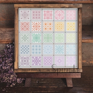 Rainbow Blackwork Sampler, Printable PDF, Instant Download, Blackwork Pattern, Cross Stitch.