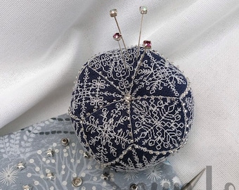 Blackwork Snowflake 15 Sided Biscornu, Printable PDF, Instant Download, Cross Stitch Pattern, Blackwork Pattern