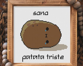 I am Sad Potato, Italian Version, Cross Stitch Pattern, PDF Pattern, Instant Download, Subversive Cross Stitch