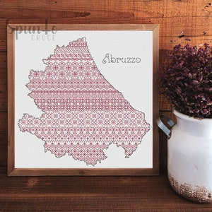 Blackwork Map, Abruzzo, Printable PDF, Instant Download, Cross Stitch Pattern