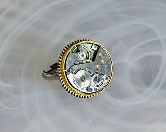 Steampunk-Style Ring From Vintage Pocket Watch