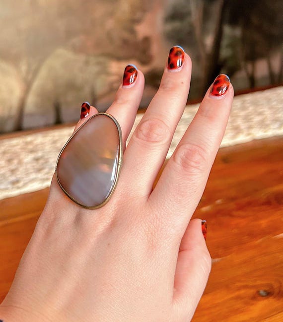 Statement Agate Stretch Ring - image 2