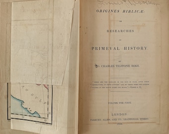 Origines Biblicae or Researches in Primeval History by Charles Tilstone Beke, 1834, RARE