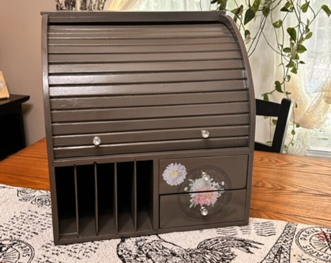 Desktop Organizer Mini Roll Top Desk Desk Storage Etsy