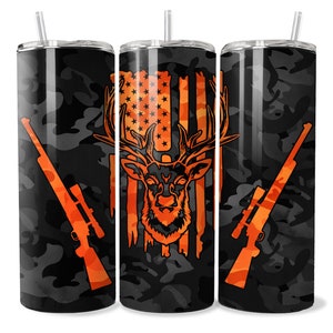 20oz Orange Rifle Buck Tumbler