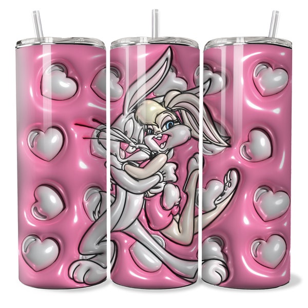 20oz Bugs and Lola Bunny Valentines Day Tumbler