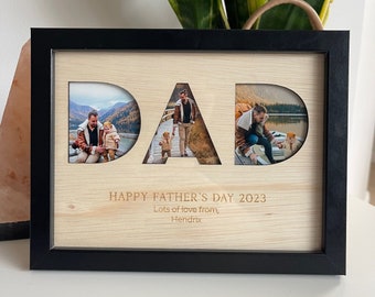 Father’s Day Frame | DAD | Personalised Frame | Happy Father’s Day 2023 | Gifts for Him | Present for Dad | Wooden Engraved | Photos