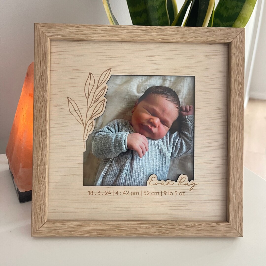 Custom Baby Birth Details Frame- Engraved Wooden Photo Frame Unique ...