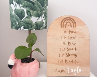 Children’s Affirmations Plaque, Kids Bedroom Decor, Personalised wall sign, wall art, personalised for kids, I am smart, I am beautiful