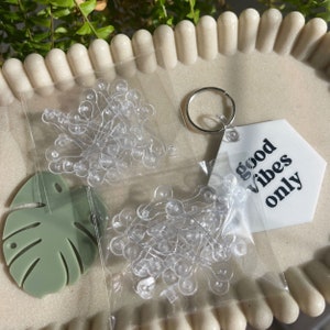Plastic Keychain Snaps Keyring Components, Plastic Jump Rings for Keyrings, Keychain Connector Accessories, Clear Plastic Clip Snap Supplies