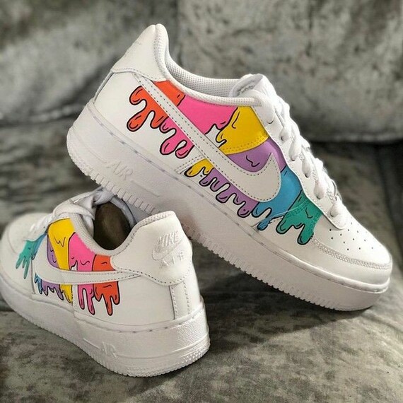 Custom Sneakers L Rainbow Drop Nike Air Force 1 L Made to - Etsy