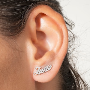 Silver Name Earrings •Custom Earrings • Custom Name Earrings • Personalized Earrings • Personalized Silver Name Earrings • Dainty Earrings